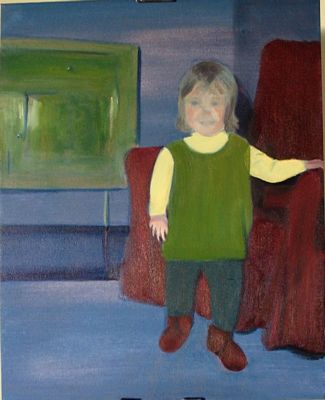 Toddler with red chair