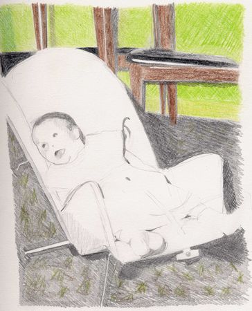 Baby in bouncy chair